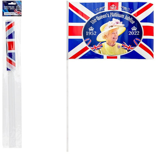 Platinum Jubilee Waving Flags 4 Pack 30cm x 20cm