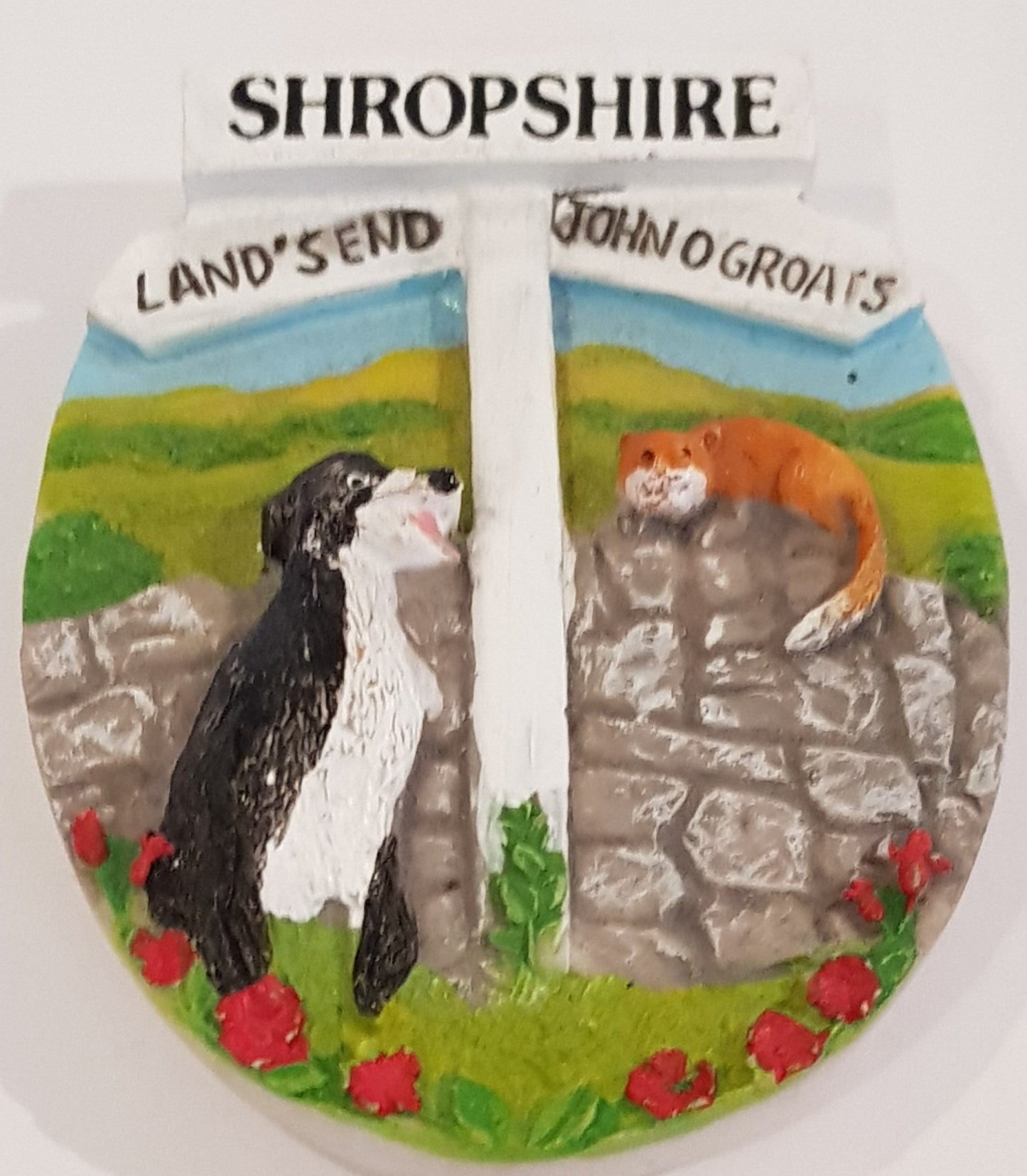 Ceramic Fridge Magnet - Shropshire Sign Post