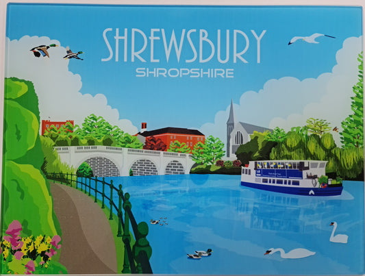 Glass Chopping Board Shrewsbury Retro Design