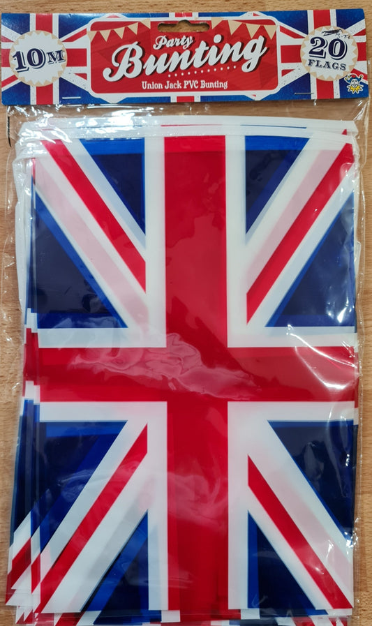 Union Jack PVC Bunting 10m 20 Flags