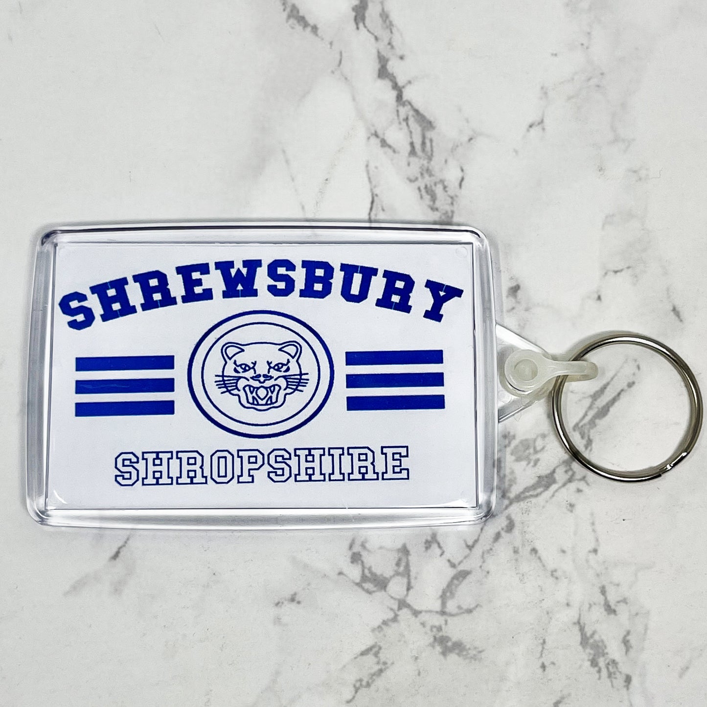 Shrewsbury Keyring - Tiger Design Blue