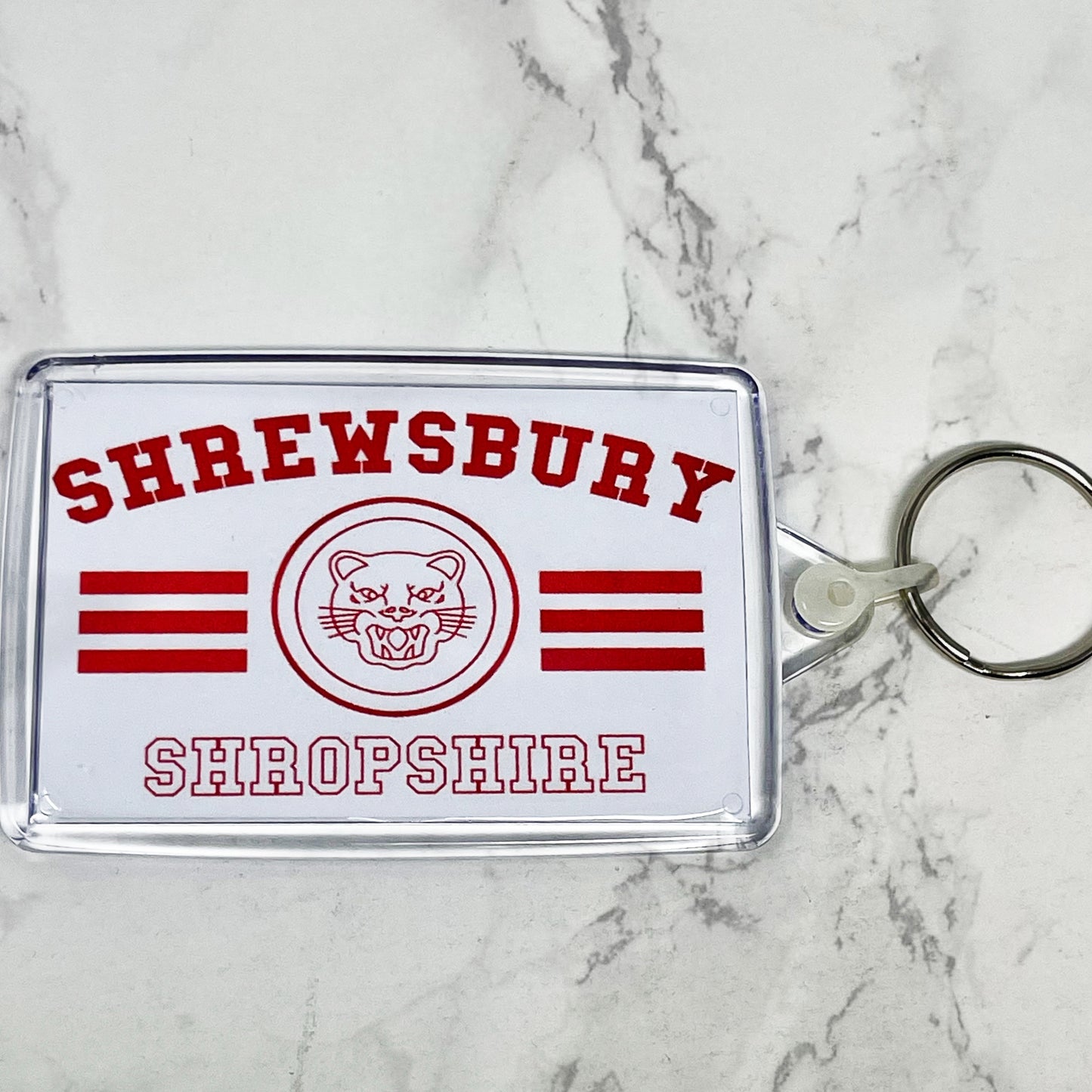 Shrewsbury Keyring - Tiger Design Red