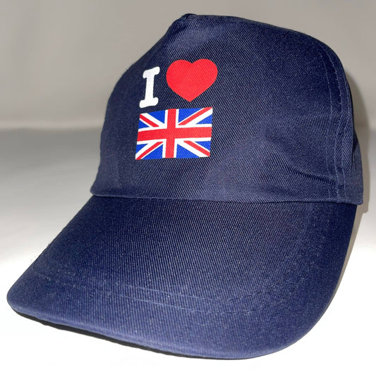 Adult I Heart GB Baseball Cap Blue Design A