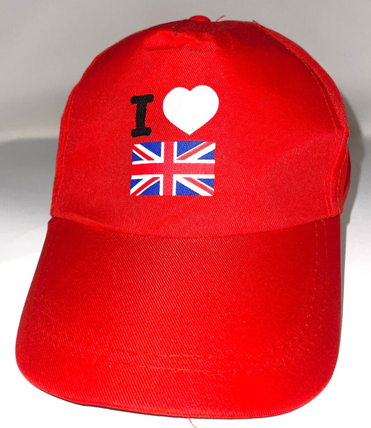 Adult I Heart GB Baseball Cap Red Design A