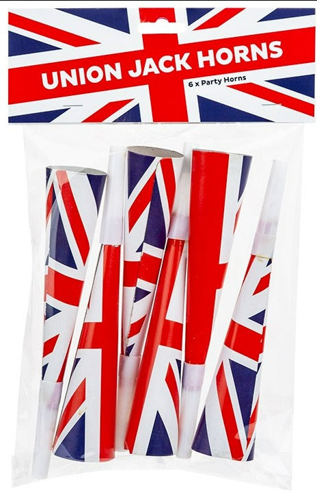 Union Jack Party Horns 6 Pieces per Pack