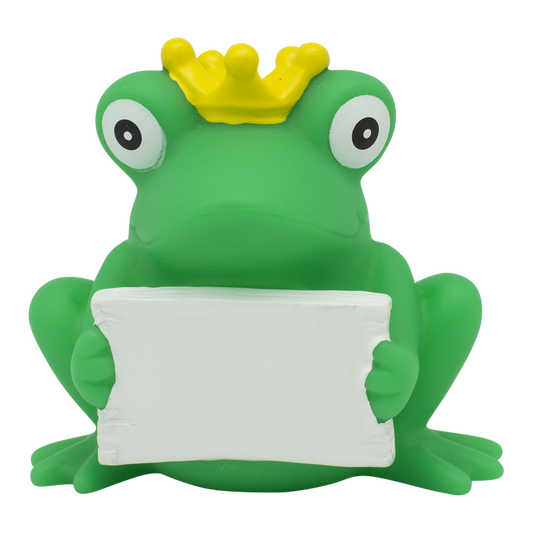 Personalised Frog Rubber Duck with Greeting Sign By Lilalu