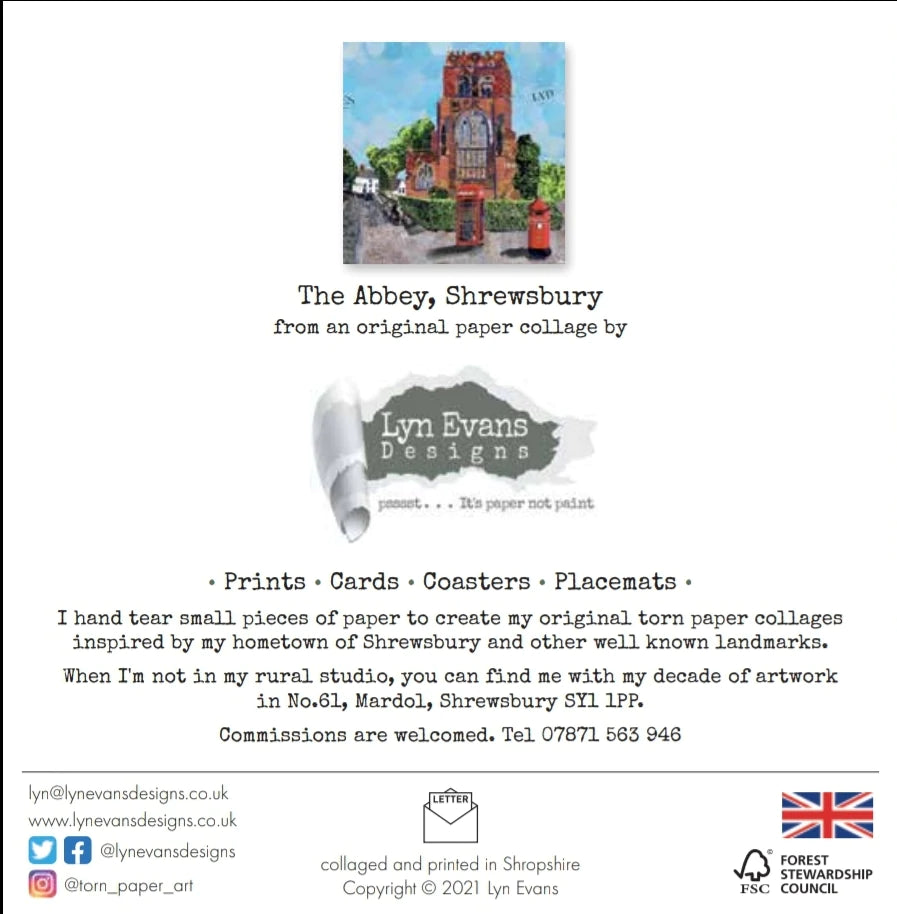 Shrewsbury Abbey Greetings Card Designed by Lyn Evans