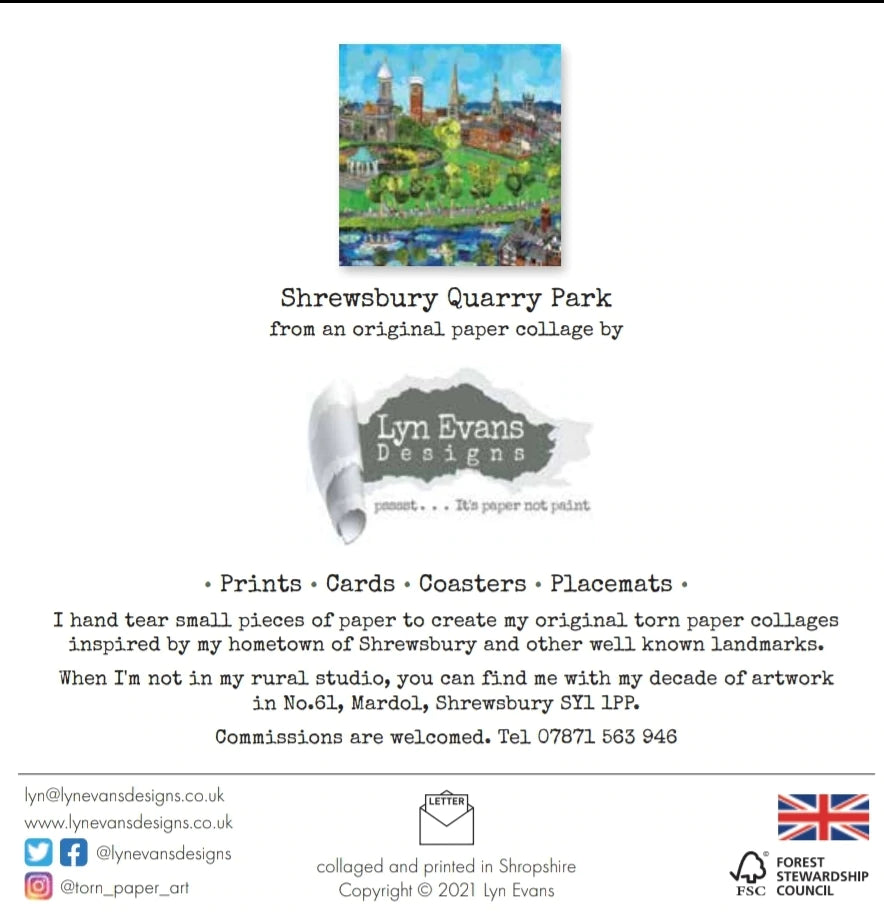 Quarry Park Shrewsbury Greetings Card Designed by Lyn Evans
