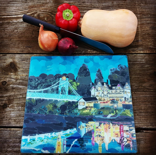 Porthill Bridge Shrewsbury Chopping Board Designed by Lyn Evans