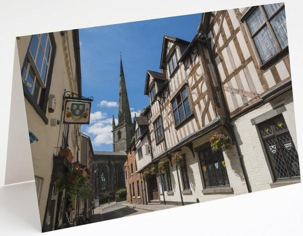 Church Street and St Alkmund's Church Blank Shrewsbury Greetings Card