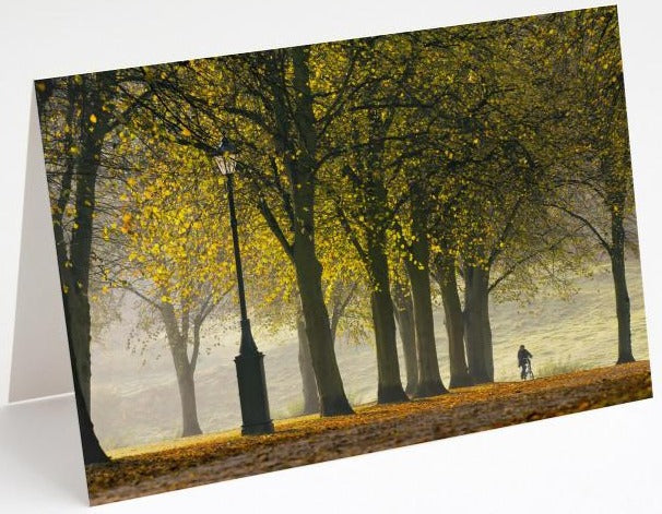 Cycling in the Quarry Blank Shrewsbury Greetings Card