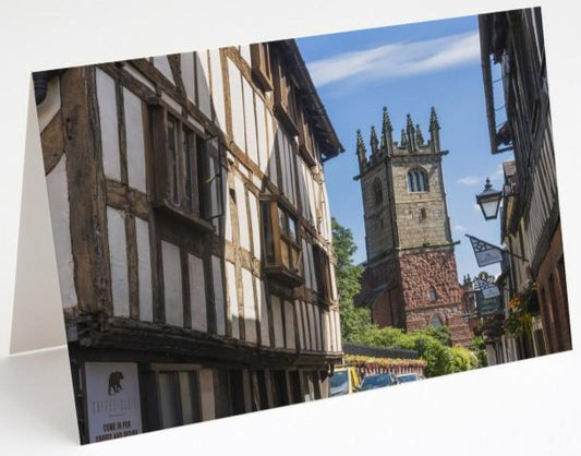 Fish Street and St Julian's Church Blank Shrewsbury Greetings Card
